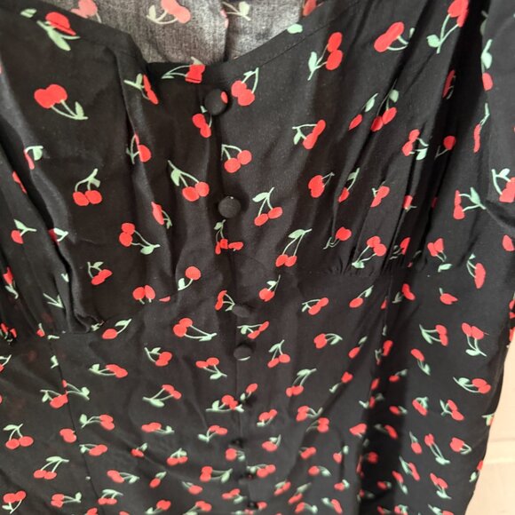 Asos Cherry-print Puff Sleeve Midi Length dress - Picture 5 of 7